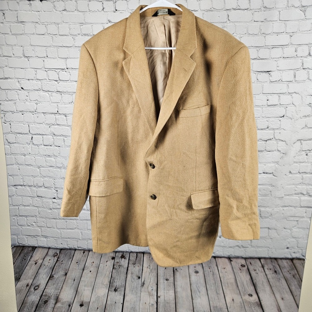 Jos. A. Bank Mens 46R Tan 100% Camel Hair 2 Button Sport Coat Blazer